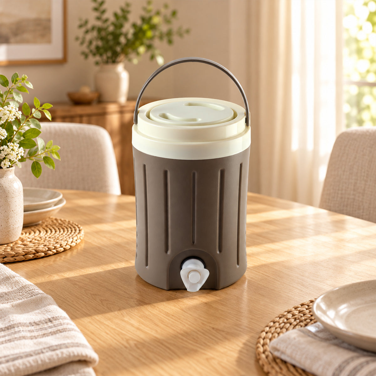 Water jug with dispensing tap and carry handle - view 02