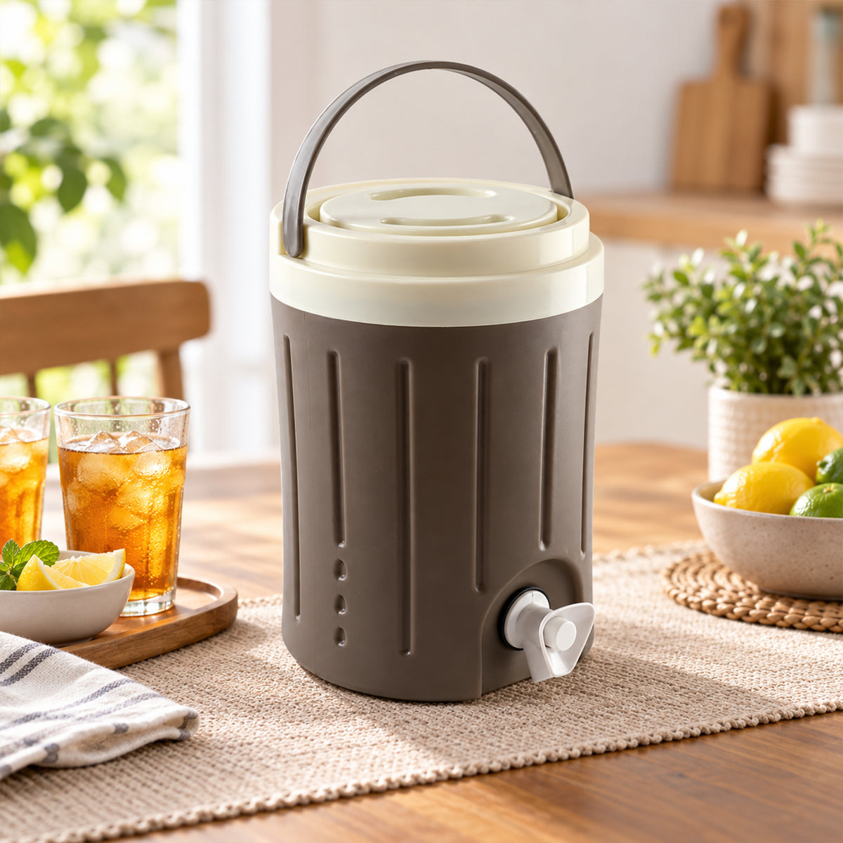 Water jug with dispensing tap and carry handle - view 03