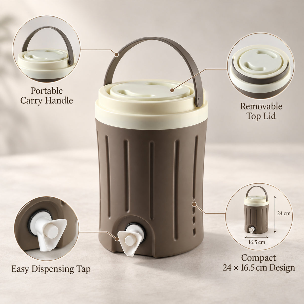 Water jug with dispensing tap and carry handle - view 06