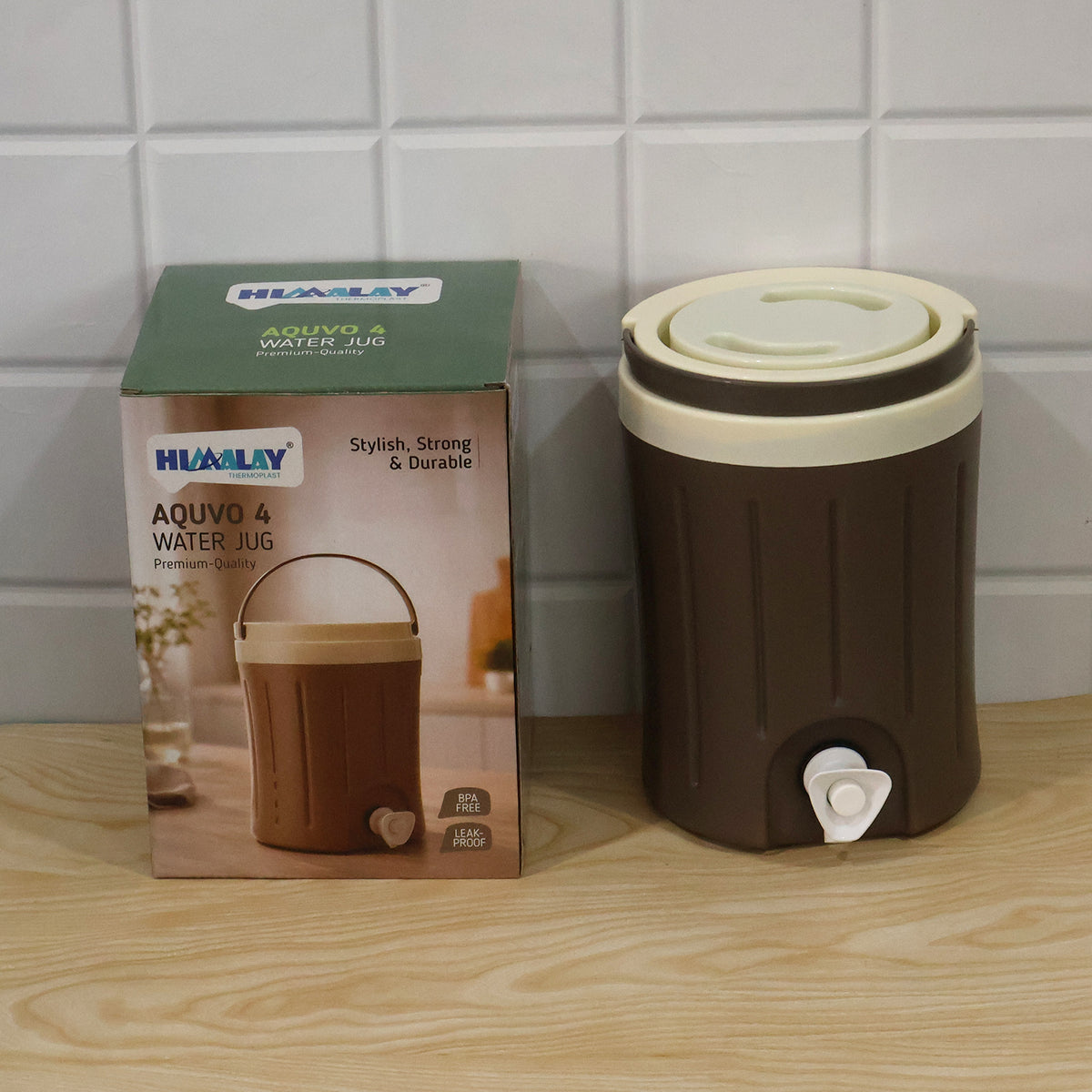 Water jug with dispensing tap and carry handle - actual product