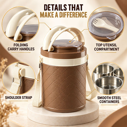 Three layer insulated tiffin box with steel containers 04