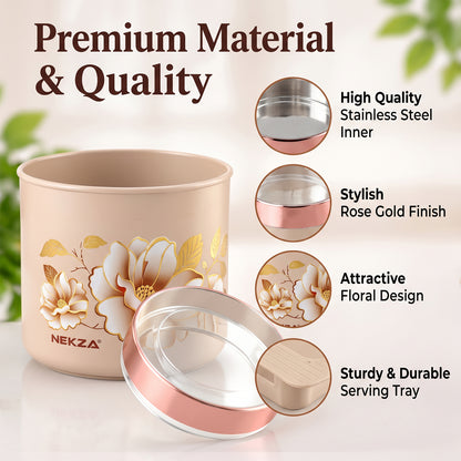 Nekza Golden dry fruit container set with serving tray, 4 containers, product view 4