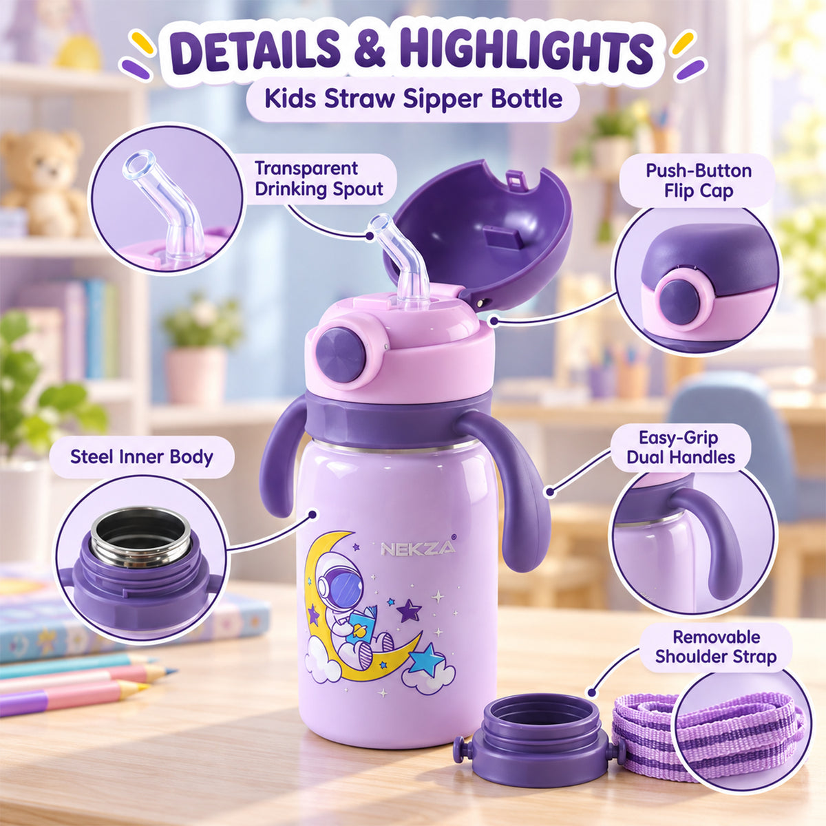 Kids stainless steel sipper bottle 06