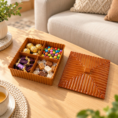 Four compartment dry fruit and snack storage box with decorative lid King-Multipurpose-Storage-Box-01.jpg
