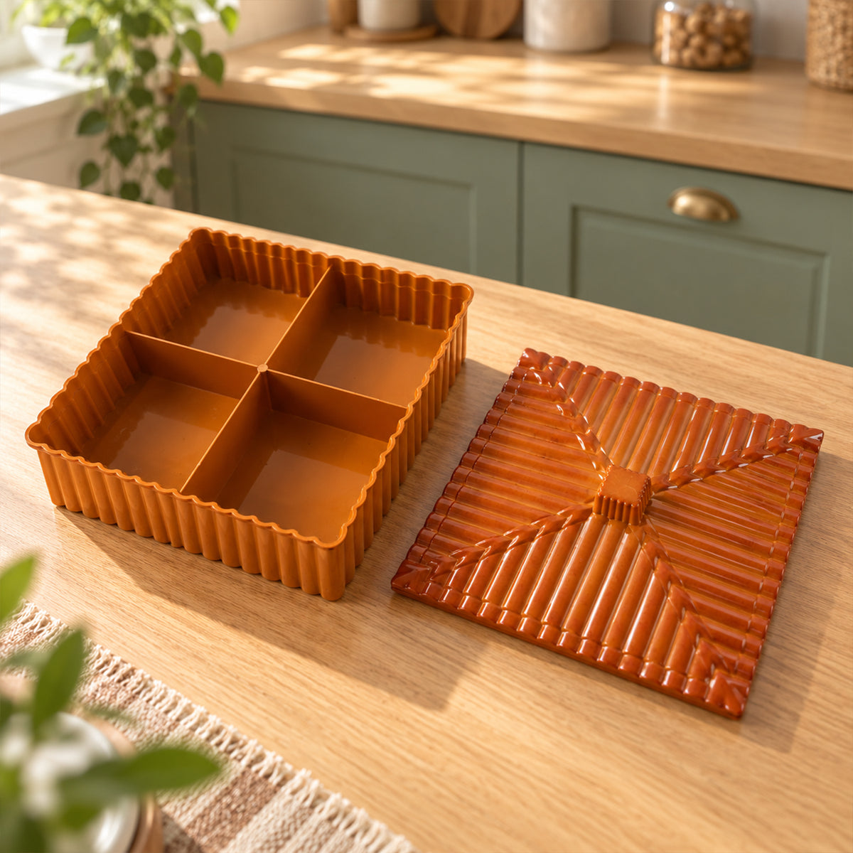 Four compartment dry fruit and snack storage box with decorative lid King-Multipurpose-Storage-Box-03.jpg
