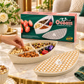 Boat Shape Dry Fruit Serving Box with Honeycomb Design Lid (4 Compartment)
