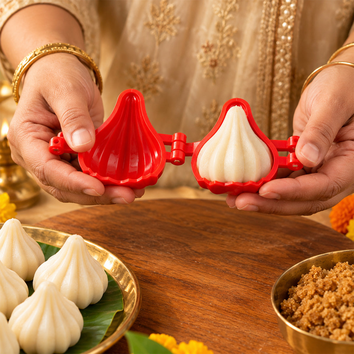 Red Plastic Modak Maker Moulds