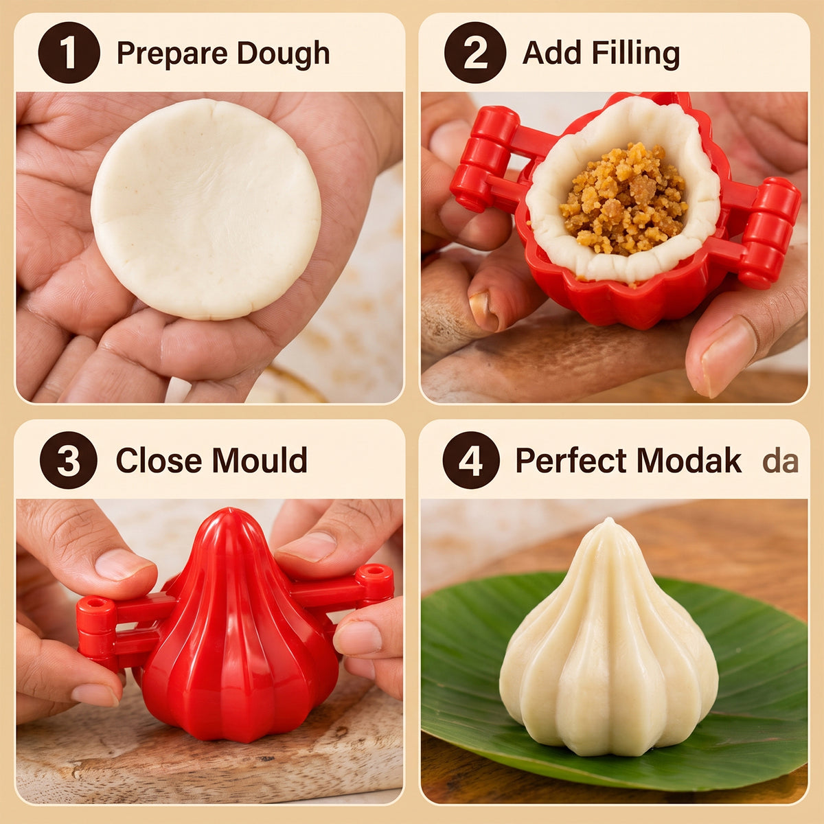Red Plastic Modak Maker Moulds