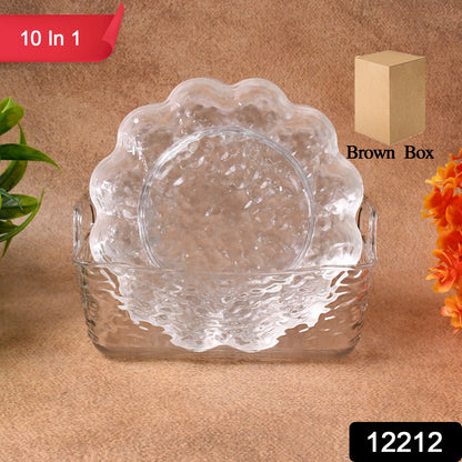 Plastic Household Flower Design Plates Dinner Plates Dish Tray (10 Pcs Set)