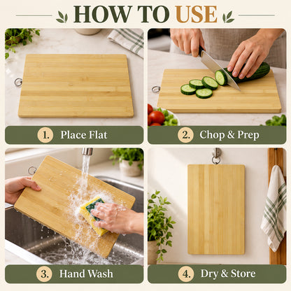 Bamboo Kitchen Chopping Board with Hanging Ring (36 x 26 Cm, 1 Pc)