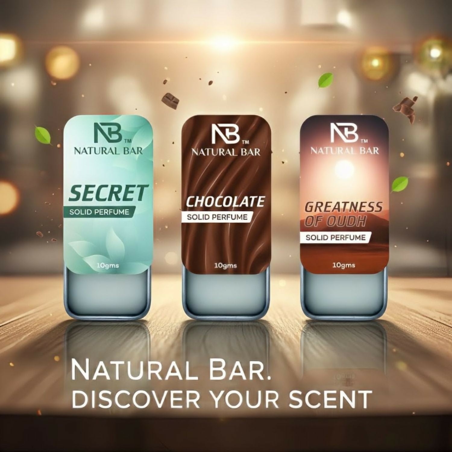 Natural Bar Secret, Chocolate And Greatness of Oud solid perfume(3pc/10gm)| Alcohol Free Cologne for Men & Women | Strong & Lasting Fragrance | Gifting Set for Him & Her