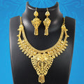 Brass Gold Necklace Set with Earrings – Traditional Lightweight Design