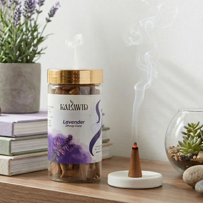 Lavender Dhoop Cone Jar for Relaxing Fragrance & Stress Relief Ambience (100 Gm)