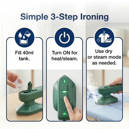 Mini Steamer & Iron: 2-in-1 Portable Travel Friendly