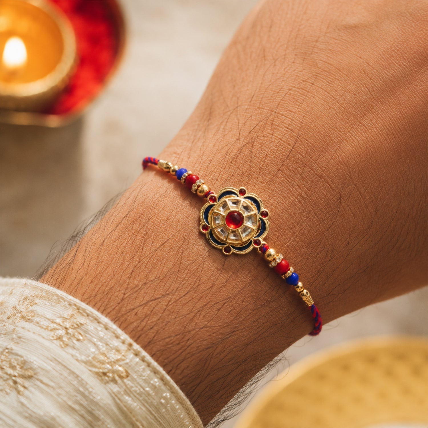 Floral Rakhi Elegant Beaded Design for Brothers Festival (5pcs)