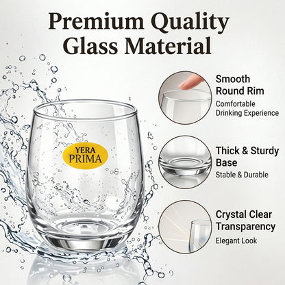 Yera Prima Bonn Clear Glass Tumbler Set for Water, Juice and Drinks (6 Pc)