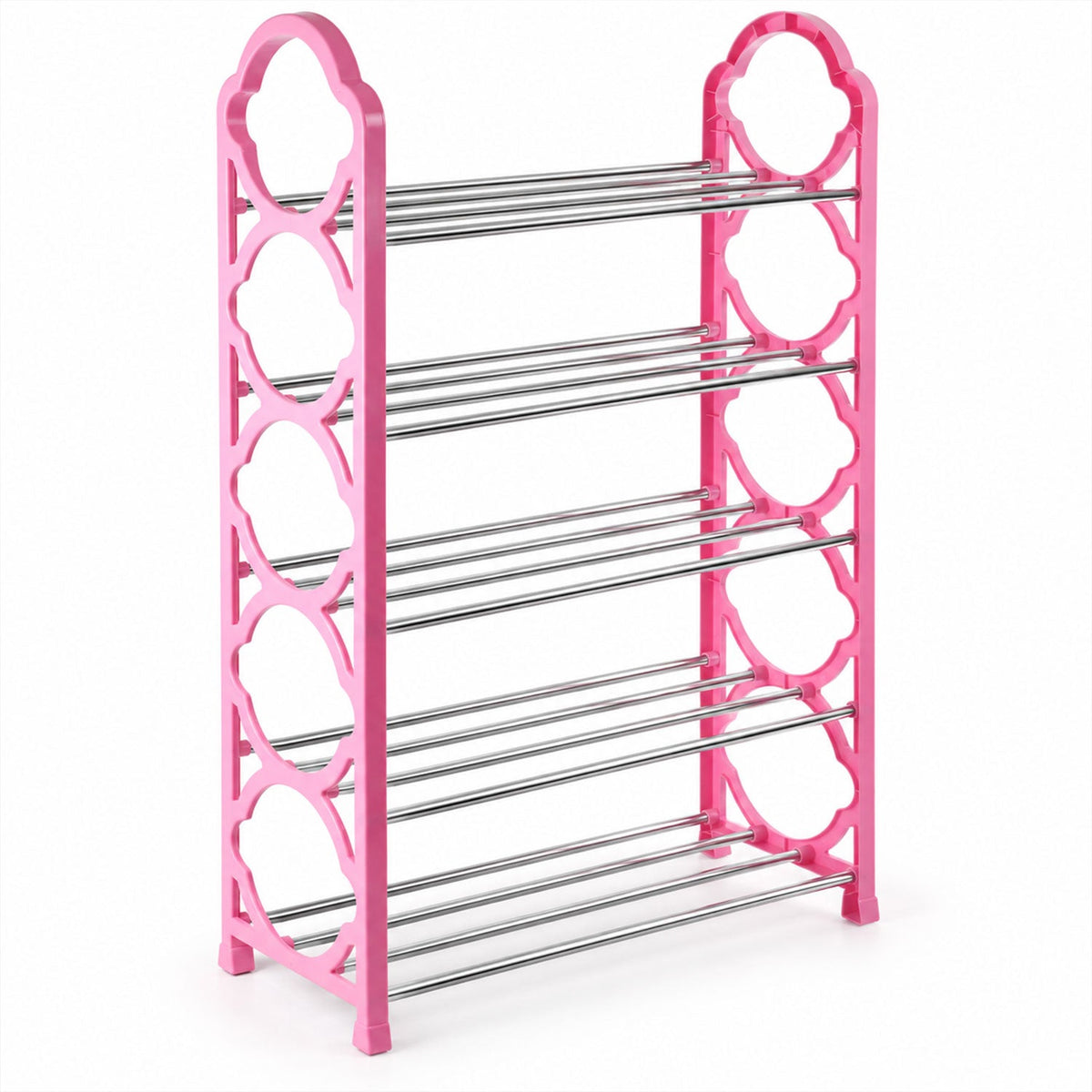 Shoe Storage Rack with Plastic Sides & Metal Rods for Home Entryway (5 Layer)