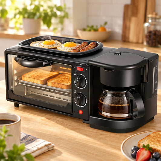 3-in-1 Breakfast Maker – Toaster Oven, Grill & Coffee | Indo Glow