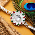 Silver Rakhi – Elegant Meenakari Floral Design for Brother