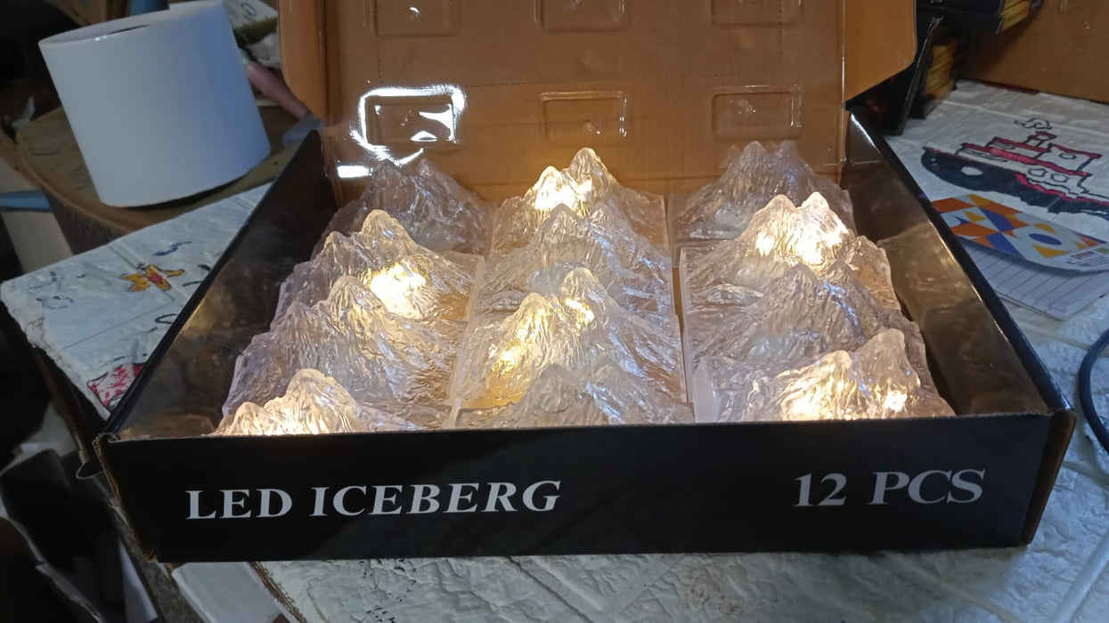 8444 Plastic Iceberg Night Light Mountain Lights Flameless Modern Clear LED Flameless Party Candles, LED Lamp Home Decoration Mini Atmosphere Light Bedroom Decor Desktop Ornament Children Gift (MOQ :- 12 Pc)
