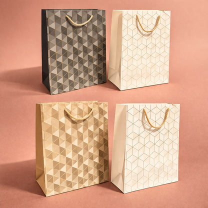 Premium Geometric Design Gift Bag with Handle Paper Carry Bag