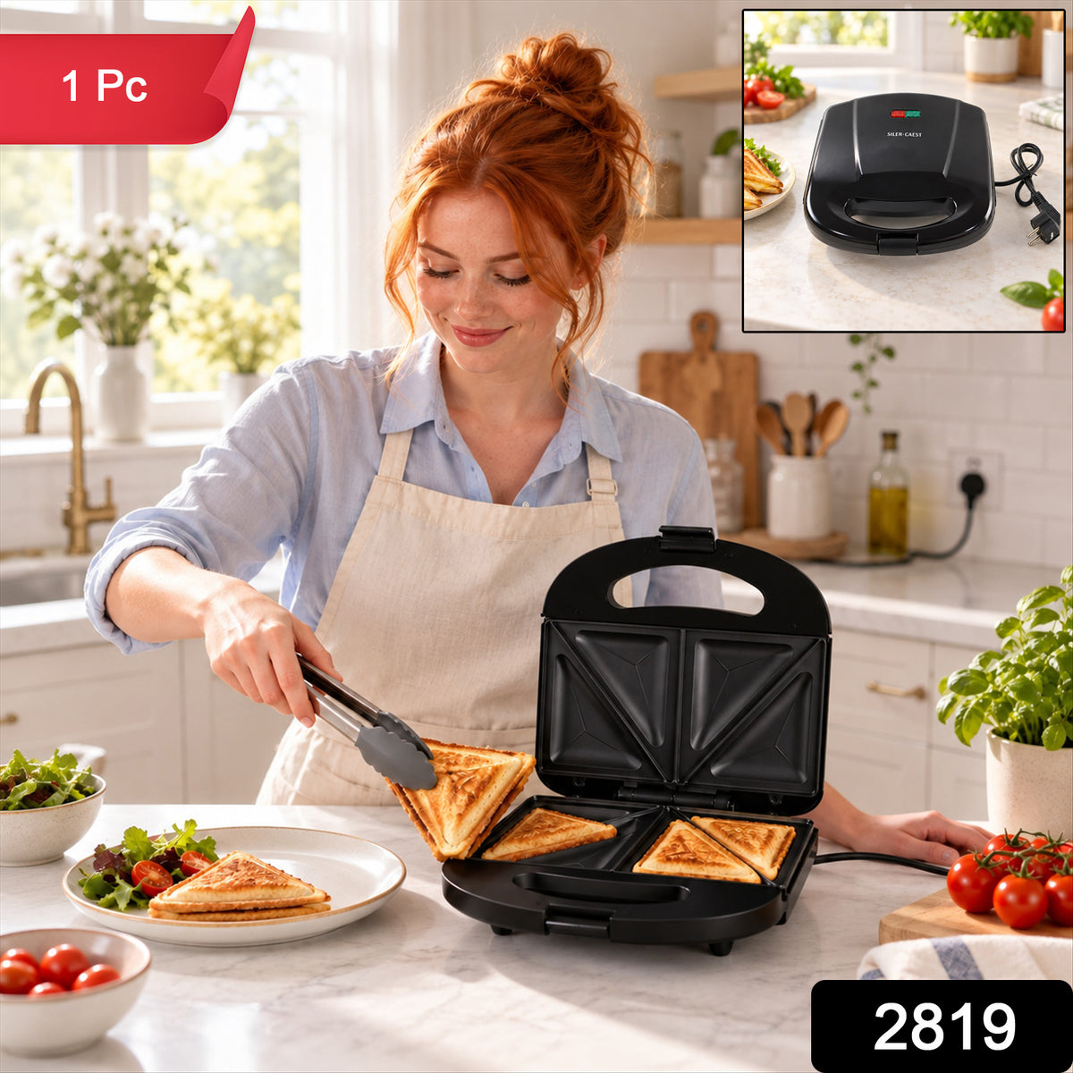 Electric Sandwich Toaster for Kitchen, Non-Stick Grill Sandwich Maker (1 Pc)