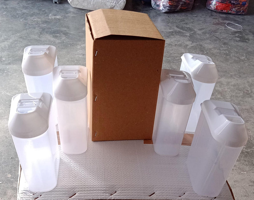 096 Plastic Easy Flow Storage Jar with Lid (750ml, Set of 6)