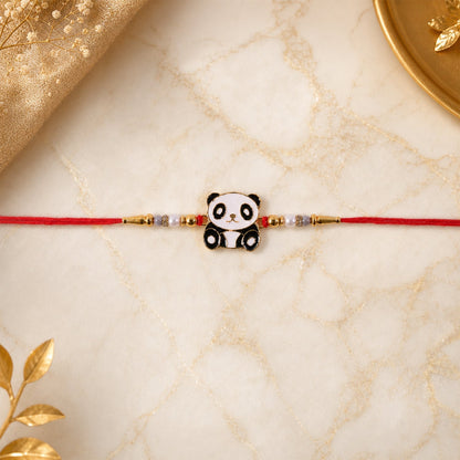 Kids Rakhi Cute Panda Charm with Pearl Beads for Brothers (10pcs)