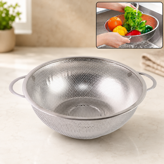 Stainless Steel Strainer Bowl – Multipurpose Kitchen Tool | Indo Glow
