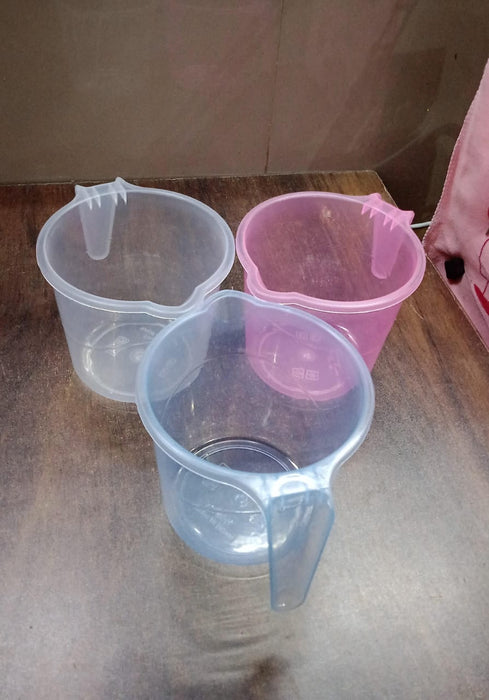 Plastic Round Transparent Bath Water Mug (1 Pc / 1200 ML / Mix Color)