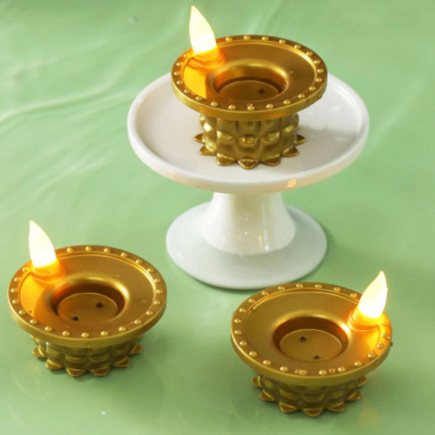 Set of 3 Water Sensor LED Golden Diyas