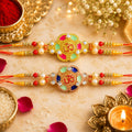 Om Designer Rakhi Set Gold Rose Gold for Raksha Bandhan