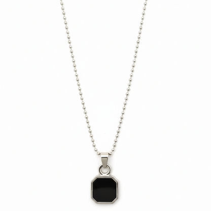 Octagon Shape Black Inlay Pendant Necklace for Men