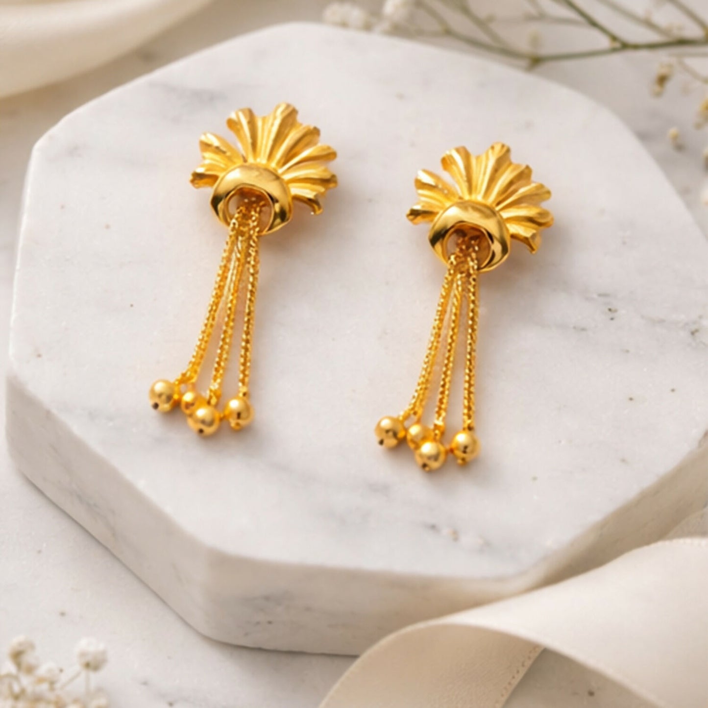 Elegant Golden Drop Earrings for Women & Girls | Lightweight Stylish Party Wear Earrings