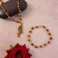 Mahadev Pendant Necklace with Rudraksha Bracelet – Spiritual Elegance