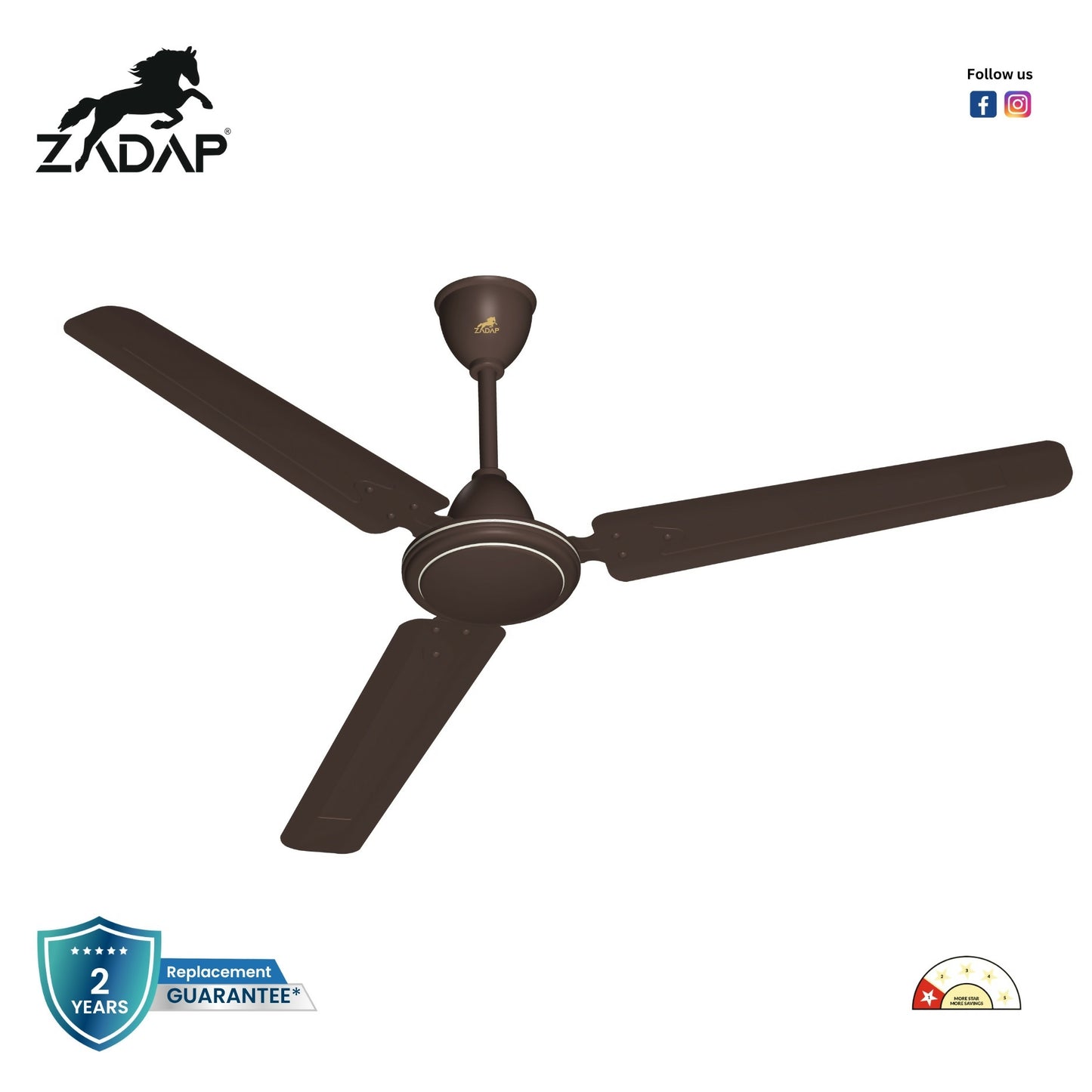 Zadap 1200mm 52W High Speed Ceiling Fan