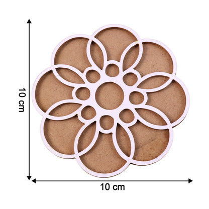Wooden Rangoli Stencil | Round Petal Flower Design