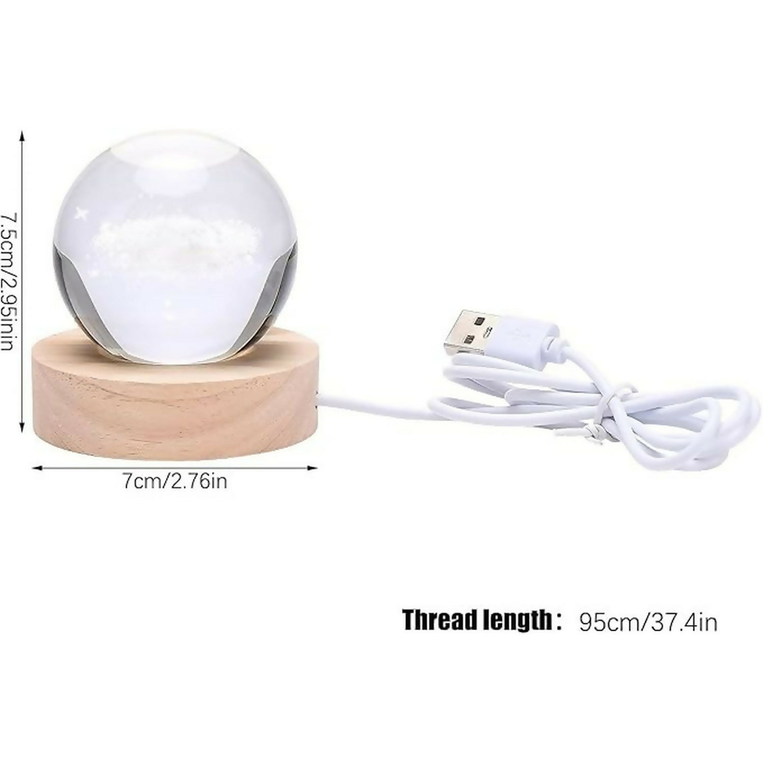 Premium LED Crystal Globe Swing radha krishna Night Lamp | 3D Laser-Engraved Glass Ball Light on Wooden Base | Warm Ambient Light for Bedroom, temple & Gifting