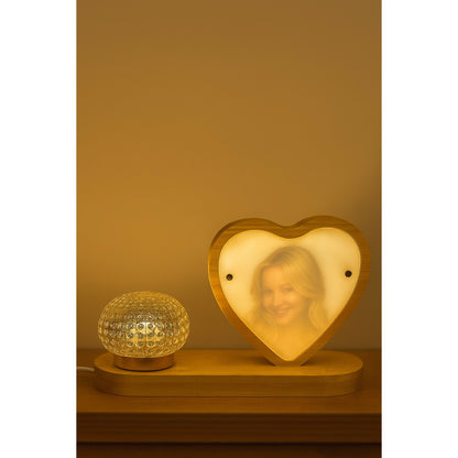 Elegant Wooden Frame Rose Night Lamp with Crystal Dome LED Light – Romantic Bedside Décor with USB Cable & Remote Control – Perfect for Bedroom, Living Room, Gifting & Ambience Lighting