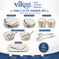 Vikas Elegant Melamine Dinnerware with Plates Bowls and Casseroles (Set of 31 Pcs)