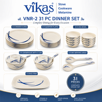 Vikas Elegant Melamine Dinnerware with Plates Bowls and Casseroles (Set of 31 Pcs)