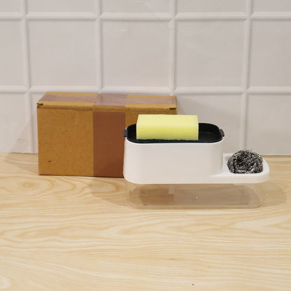 2-in-1 Plastic Dish Soap Dispenser & Sponge Holder Set