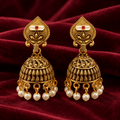 Elegant Antique Gold-Tone Jhumka Earrings for Women | Traditional Pearl Drop Ethnic Jewellery