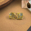 Classic Round Floral Gold Stud Earrings – Elegant and Sparkling