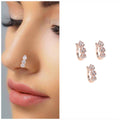 Non-Piercing Rose Gold Flower Nose Clip Set – Pack of 3