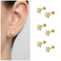 Gold Plated Crystal Flower Stud Earrings – Combo of 3 Pairs for Comfort