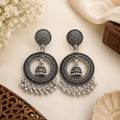 Oxidised Silver Chandbali Earrings – Ethnic Statement Jewelry
