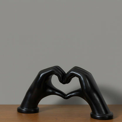 Black Heart Hands Sculpture Showpiece for Home Decor Romantic Gift