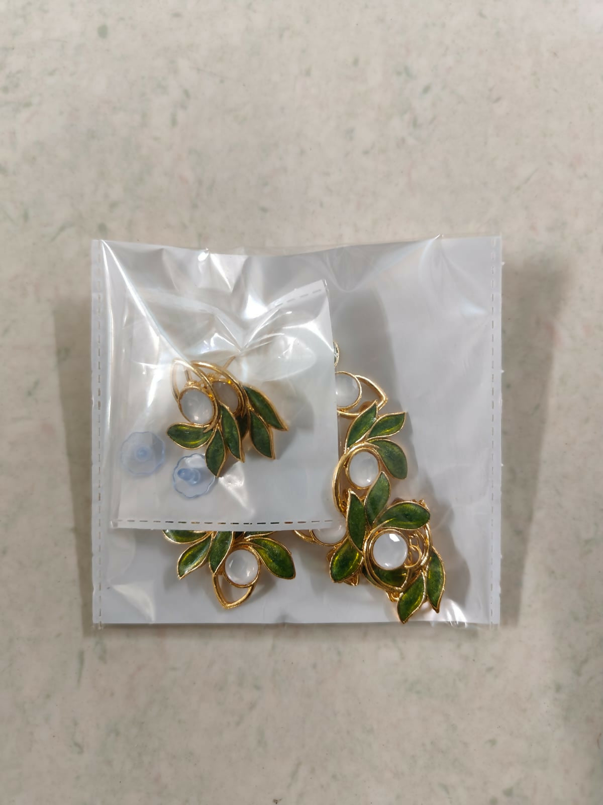 Gold-Toned American Diamond Floral Drop Set