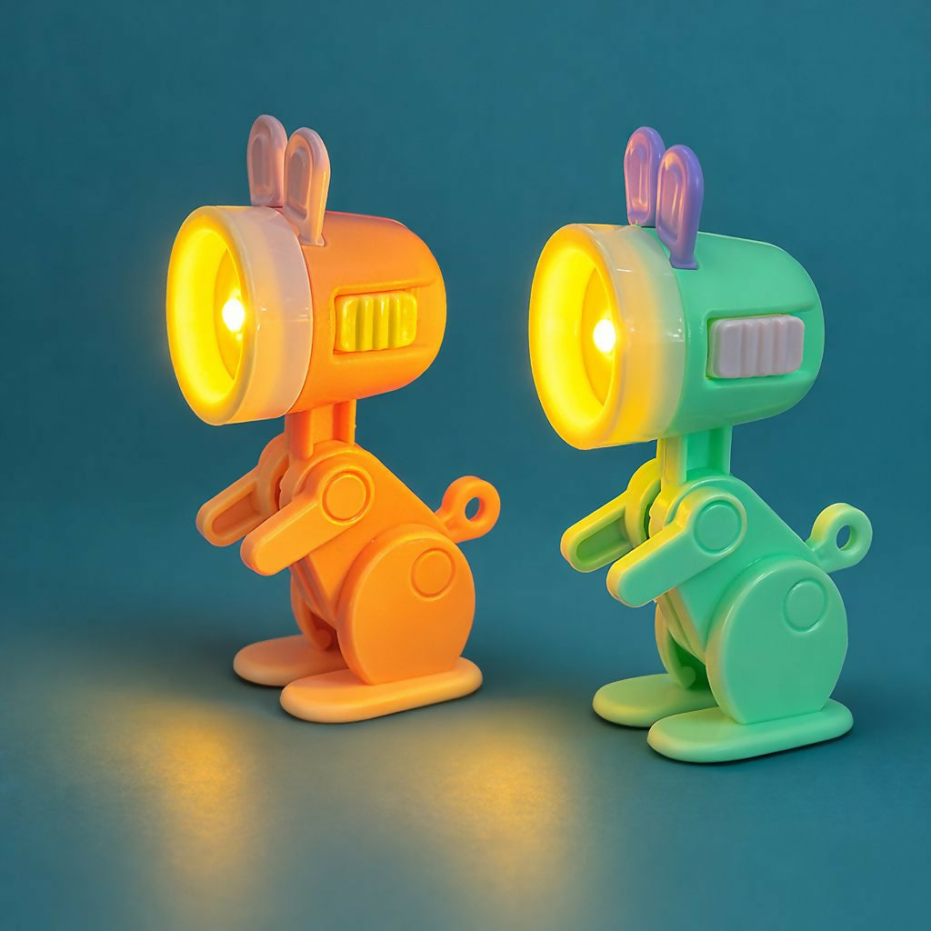 Portable bunny LED flashlight toy held in child's hand